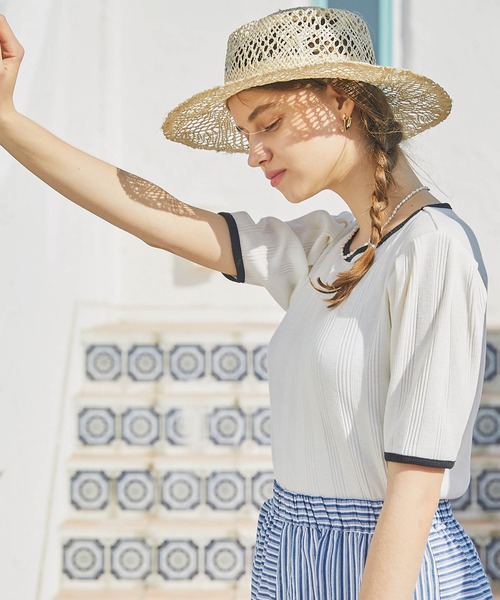 PURIL（ピュリル）の「【PURIL】パイピングタックスリーブ半袖リブトップス（Tシャツ/カットソー・レディース・ベージュ/ブラック/ホワイト・FREE）」の11枚目の写真