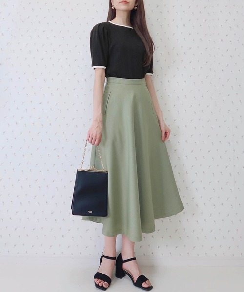 PURIL（ピュリル）の「【PURIL】パイピングタックスリーブ半袖リブトップス（Tシャツ/カットソー・レディース・ベージュ/ブラック/ホワイト・FREE）」の5枚目の写真