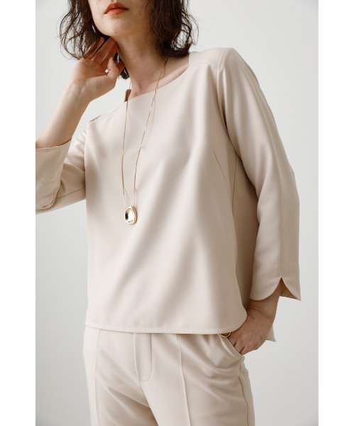 crie conforto(クリーコンフォルト)の「2重織ストレッチブラウス(Tシャツ/カットソー・レディース・ブラック/グレイッシュベージュ・MEDIUM/SMALL)」の1枚目の写真