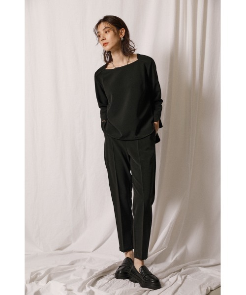 crie conforto(クリーコンフォルト)の「2重織ストレッチブラウス(Tシャツ/カットソー・レディース・ブラック/グレイッシュベージュ・MEDIUM/SMALL)」の3枚目の写真