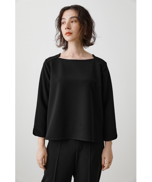 crie conforto(クリーコンフォルト)の「2重織ストレッチブラウス(Tシャツ/カットソー・レディース・ブラック/グレイッシュベージュ・MEDIUM/SMALL)」の13枚目の写真