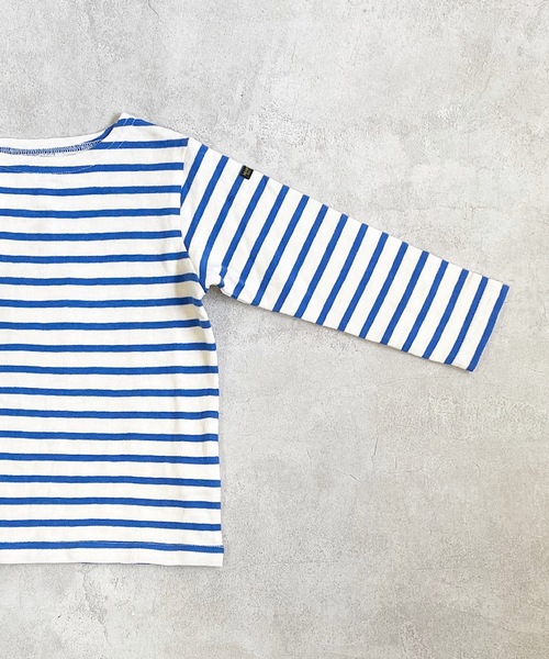 BIG FIELD（ビッグフィールド）の「ボーダーボートネックロンT（80～150cm）（Tシャツ/カットソー・キッズ・オフホワイト/ピンク/オレンジ/ブルー/グリーン/グリーン系その他・90/100/110/120/80/130/95/140/150）」の7枚目の写真