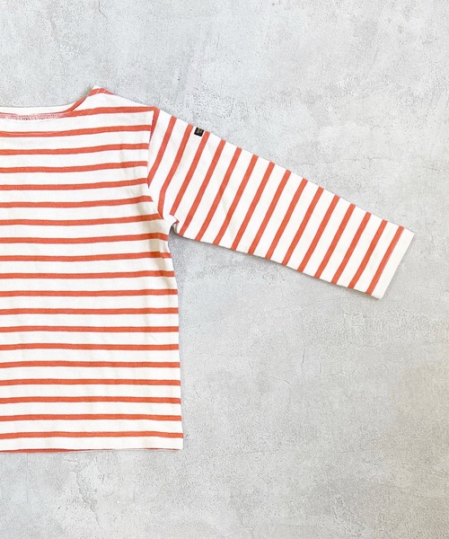 BIG FIELD（ビッグフィールド）の「ボーダーボートネックロンT（80～150cm）（Tシャツ/カットソー・キッズ・オフホワイト/ピンク/オレンジ/ブルー/グリーン/グリーン系その他・90/100/110/120/80/130/95/140/150）」の10枚目の写真