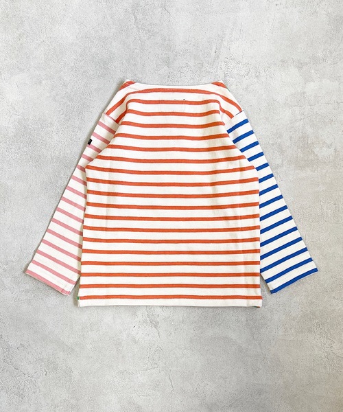 BIG FIELD（ビッグフィールド）の「ボーダーボートネックロンT（80～150cm）（Tシャツ/カットソー・キッズ・オフホワイト/ピンク/オレンジ/ブルー/グリーン/グリーン系その他・90/100/110/120/80/130/95/140/150）」の14枚目の写真