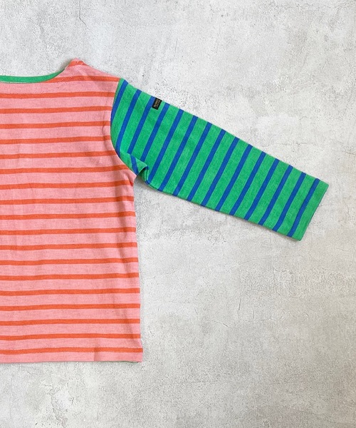 BIG FIELD（ビッグフィールド）の「ボーダーボートネックロンT（80～150cm）（Tシャツ/カットソー・キッズ・オフホワイト/ピンク/オレンジ/ブルー/グリーン/グリーン系その他・90/100/110/120/80/130/95/140/150）」の12枚目の写真