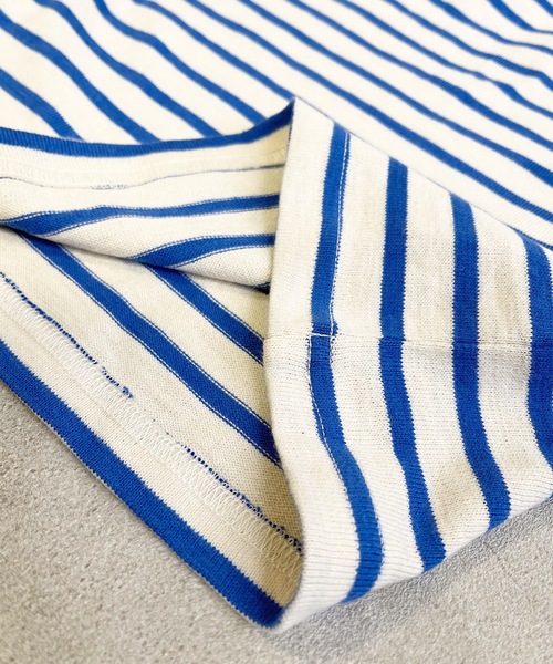 BIG FIELD（ビッグフィールド）の「ボーダーボートネックロンT（80～150cm）（Tシャツ/カットソー・キッズ・オフホワイト/ピンク/オレンジ/ブルー/グリーン/グリーン系その他・90/100/110/120/80/130/95/140/150）」の19枚目の写真