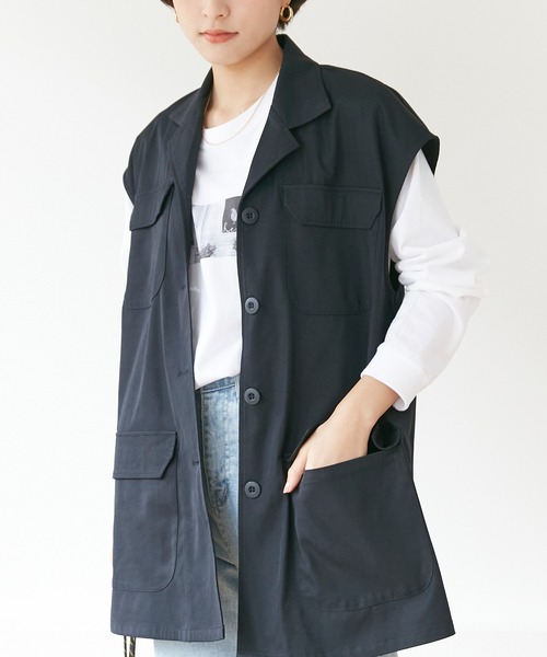 INCEDE(インシード)の「ミリタリーベスト(ベスト・レディース・カーキ/ブラック・LL/3L/M/L)」の1枚目の写真