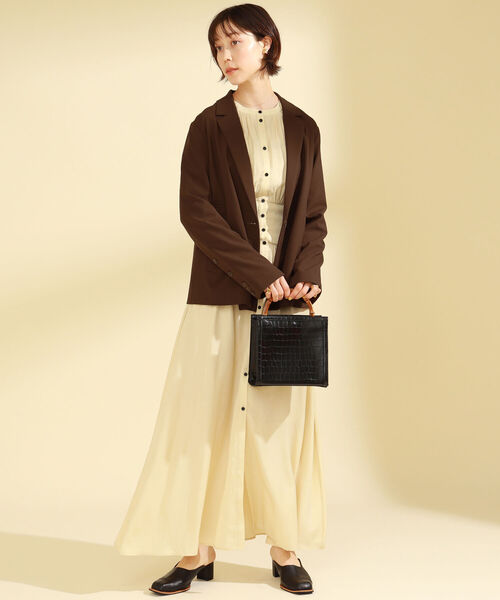 Ray BEAMS（レイビームス）の「Ray BEAMS / フロント キリカエ 1ボタン ジャケット（テーラードジャケット・レディース・ダークブラウン/クリーム・1/0）」の3枚目の写真