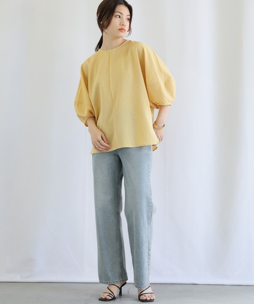 select MOCA(セレクトモカ)の「2WAYリネンライクパフスリーブブラウス(シャツ/ブラウス・レディース・ブラック/イエロー/グレイッシュベージュ・FREE)」の10枚目の写真