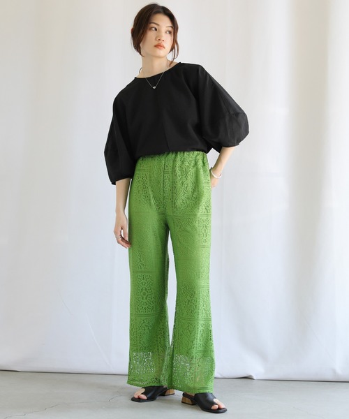 select MOCA(セレクトモカ)の「2WAYリネンライクパフスリーブブラウス(シャツ/ブラウス・レディース・ブラック/イエロー/グレイッシュベージュ・FREE)」の14枚目の写真