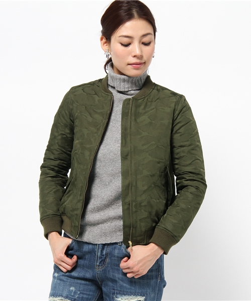 LOUNGEDRESS(ラウンジドレス)の「カモフラジャガードブルゾン(ブルゾン・レディース・カーキ/ネイビー・フリ-)」の1枚目の写真