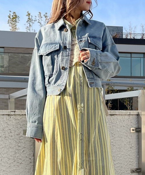 AS KNOW AS PINKY（アズノゥアズピンキー）の「ショートグッドデニムジャケット（デニムジャケット・レディース・ブルー/ライトインディゴブルー・FREE）」の12枚目の写真