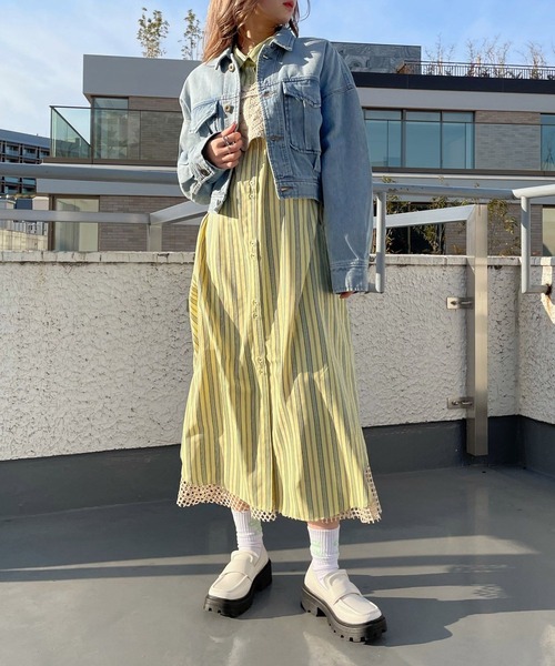 AS KNOW AS PINKY（アズノゥアズピンキー）の「ショートグッドデニムジャケット（デニムジャケット・レディース・ブルー/ライトインディゴブルー・FREE）」の9枚目の写真