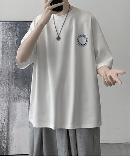 NEW GENTLEMAN(ニュージェントルマン)の「サークルロゴ ビッグT(Tシャツ/カットソー・メンズ・ホワイト/ブラック/ネイビー/グレー・M/L/XL)」の5枚目の写真