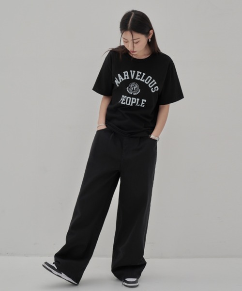 TOEASY(トゥイージー)の「A'GEM/9 × .kom『TOEASY/トゥイージー』Marblus short-sleeved T-shirt/アーチロゴデザイン マーベラス 半袖Tシャツ(Tシャツ/カットソー・レディース・ホワイト/ブラック/グリーン・FREE)」の6枚目の写真