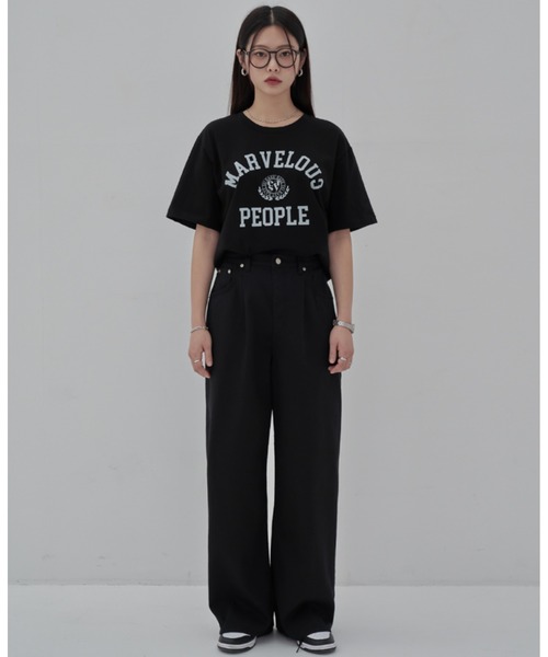 TOEASY(トゥイージー)の「A'GEM/9 × .kom『TOEASY/トゥイージー』Marblus short-sleeved T-shirt/アーチロゴデザイン マーベラス 半袖Tシャツ(Tシャツ/カットソー・レディース・ホワイト/ブラック/グリーン・FREE)」の7枚目の写真