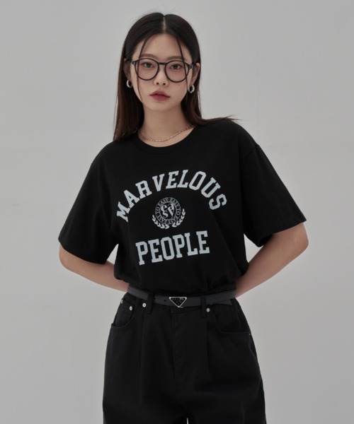 TOEASY(トゥイージー)の「A'GEM/9 × .kom『TOEASY/トゥイージー』Marblus short-sleeved T-shirt/アーチロゴデザイン マーベラス 半袖Tシャツ(Tシャツ/カットソー・レディース・ホワイト/ブラック/グリーン・FREE)」の5枚目の写真