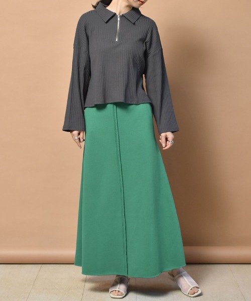 RETRO GIRL(レトロガール)の「裏毛フレアスカート(スカート・レディース・オフホワイト/グリーン/ダークグレー・FREE)」の16枚目の写真