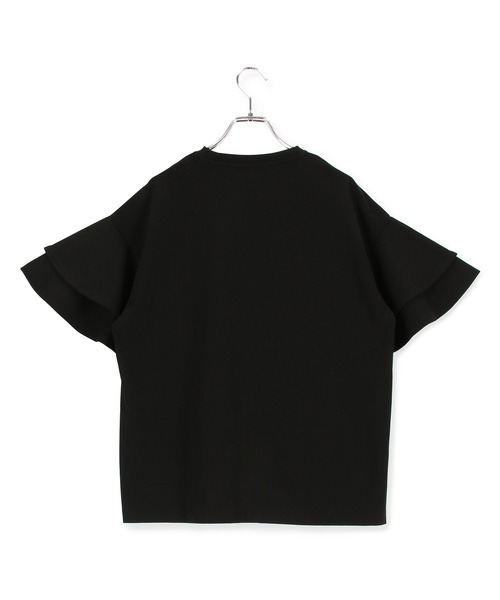 ADAM ET ROPE ブラック フレアTシャツ ADAM ET ROPE'（アダムエロペ）の「【WEB限定】フレアスリーブ