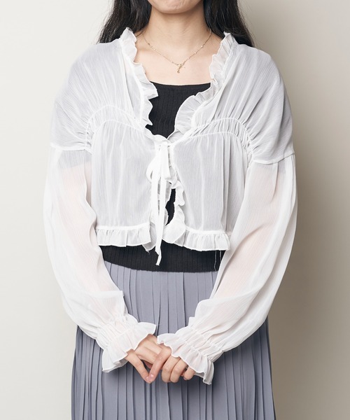 Clice de Paris（クリシェドゥパリス）の「K/フリルカーデ（カーディガン/ボレロ・レディース・オフホワイト/アイボリー・ONESIZE）」の5枚目の写真