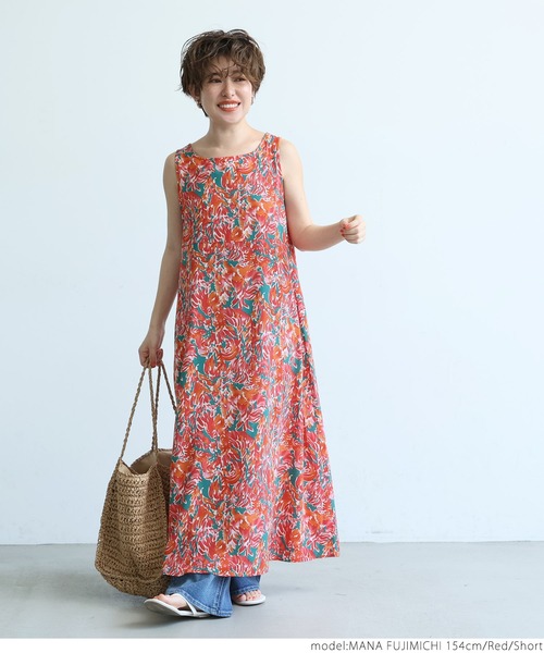 coca（coca）（コカ）の「サマーフラワーリゾートワンピース（ワンピース・レディース・レッド・SHORT/LONG）」の2枚目の写真