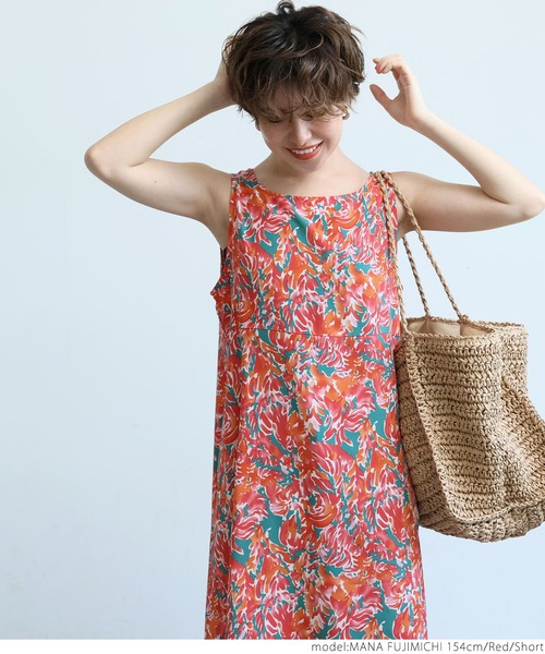 coca（coca）（コカ）の「サマーフラワーリゾートワンピース（ワンピース・レディース・レッド・SHORT/LONG）」の3枚目の写真