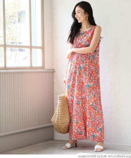 coca（coca）（コカ）の「サマーフラワーリゾートワンピース（ワンピース・レディース・レッド・SHORT/LONG）」の7枚目の写真