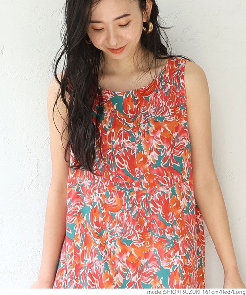 coca（coca）（コカ）の「サマーフラワーリゾートワンピース（ワンピース・レディース・レッド・SHORT/LONG）」の9枚目の写真