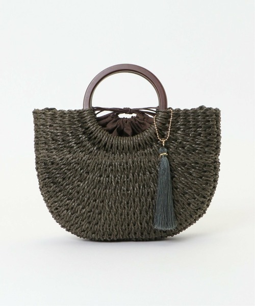 ikka（イッカ）の「雑材アンモナイトマルテバッグ（かごバッグ・レディース・ブルー/キャメル/ブラウン/ピンク・FREE）」の2枚目の写真