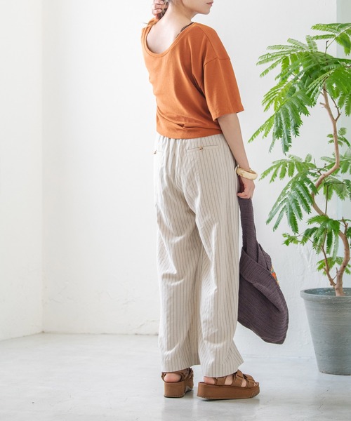 Crisp（クリスプ）の「スラッシュネックTシャツ（Tシャツ/カットソー・レディース・ブラウン/ピンク/イエロー・FREE）」の21枚目の写真