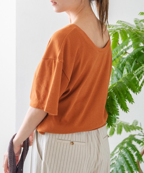 Crisp（クリスプ）の「スラッシュネックTシャツ（Tシャツ/カットソー・レディース・ブラウン/ピンク/イエロー・FREE）」の22枚目の写真