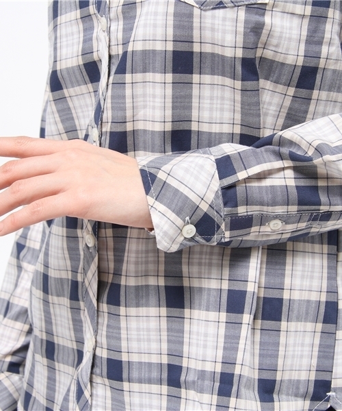 earth music&ecology（アースミュージックアンドエコロジー）の「【シャキシャキシャツ】カジュアルチェック（シャツ/ブラウス・レディース・ピンク/ネイビー・MEDIUM/SMALL）」の7枚目の写真