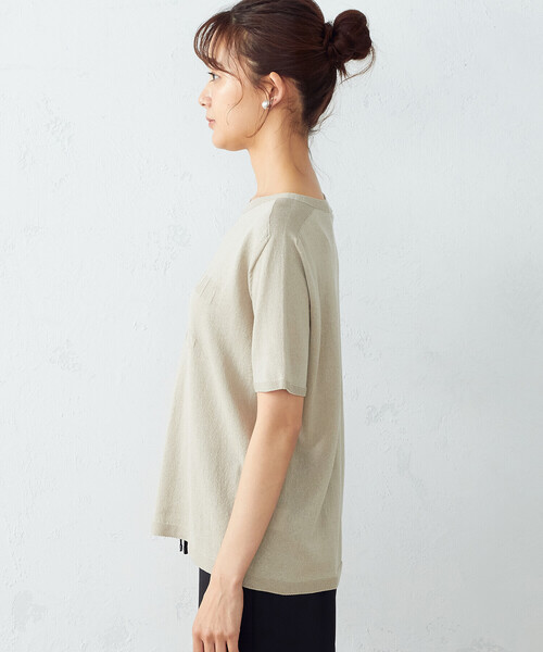 COMME CA ISM(コムサイズム)の「ロゴ ニットTシャツ(ニット/セーター・レディース・ダークブラウン/ベージュ/オリーブ/オレンジ・MEDIUM/LARGE)」の6枚目の写真
