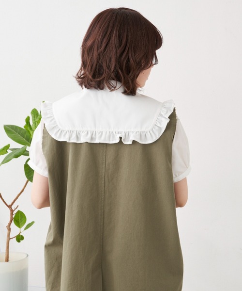 MERLOT(メルロー)の「大きなフリル襟ブラウス(シャツ/ブラウス・レディース・ホワイト/ライトブルー・FREE)」の4枚目の写真