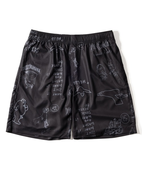 (What it isNt)ART BY MARKGONZALES(ワットイットイズント)の「【(What it isNt) ART BY MARK GONZALES/ワットイズイズント マークゴンザレス】総柄プリントイージーショーツ <セットアップ可能>(チノパンツ・メンズ・ブラック/ブラック系その他・L/M/XL)」の5枚目の写真