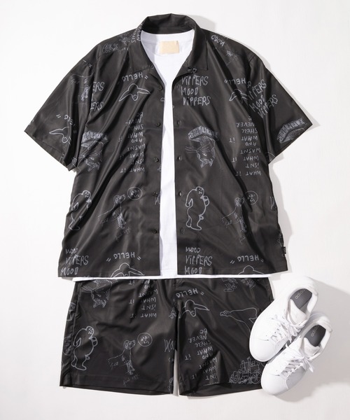 (What it isNt)ART BY MARKGONZALES(ワットイットイズント)の「【(What it isNt) ART BY MARK GONZALES/ワットイズイズント マークゴンザレス】総柄プリントイージーショーツ <セットアップ可能>(チノパンツ・メンズ・ブラック/ブラック系その他・L/M/XL)」の16枚目の写真