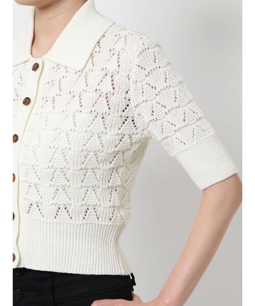 EMODA（エモダ）の「ワイドカラーポロニット（ニット/セーター・レディース・ホワイト/ブラック/イエロー・FREE）」の19枚目の写真