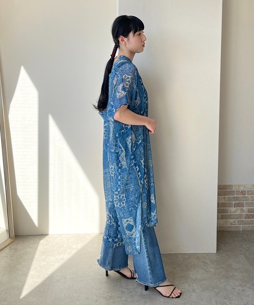 LHELBIE（レルビエ）の「パネルパターンプリントオーバーシャツワンピース（ワンピース・レディース・ブラック/オレンジ/ブルー・M）」の21枚目の写真
