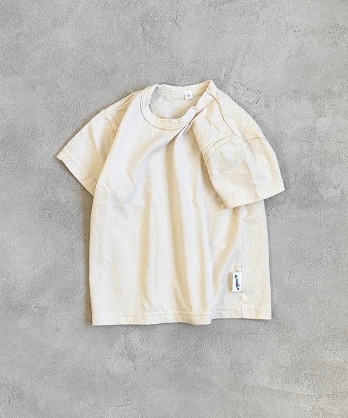 JIPPON（ジポン）の「セットインワイドＴシャツ（80～140cm）（Tシャツ/カットソー・キッズ・ミント/オフホワイト/ピンク/ラベンダー/ブルー/チャコール/ライトブルー/ホワイト系その他/オレンジ/モカ/ライトグリーン・80/90/95/100/110/120/130/140）」の2枚目の写真