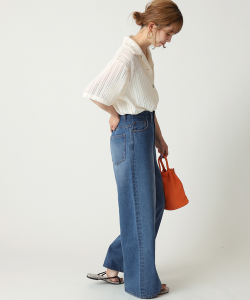 B.C STOCK(ベーセーストック)の「透かしレースオープンシャツ(シャツ/ブラウス・レディース・ホワイト/ブラック/ブルー・FREE)」の7枚目の写真