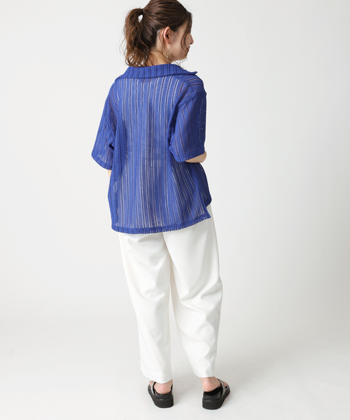 B.C STOCK(ベーセーストック)の「透かしレースオープンシャツ(シャツ/ブラウス・レディース・ホワイト/ブラック/ブルー・FREE)」の12枚目の写真