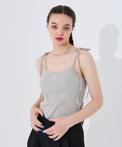 TINA：JOJUN（ティーナジョジュン）の「パッド付き 肩リボンキャミソール TINA：JOJUN（キャミソール・レディース・ブルー系その他/イエロー系その他/ピンク系その他/ホワイト/ブラック/グレー/ライトピンク・M）」の9枚目の写真