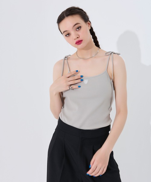 キャミソール Ribbon Knit Camisole / 肩リボンキャミ Ambre Neige キャミソール border ribbon knit camisole