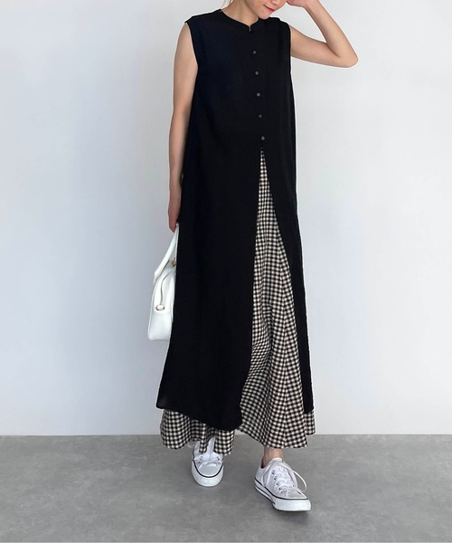 PICCIN（ピッチン）の「前後2WAYワンピース（ワンピース・レディース・ブラック/ベージュ/レンガ・M/L）」の9枚目の写真