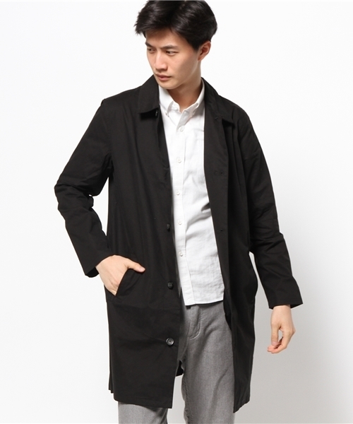 Lui's（ルイス）の「Lui's(ルイス) ポプリンシャツコート（ステンカラーコート・メンズ・ブラック/ベージュ・MEDIUM/SMALL）」の14枚目の写真