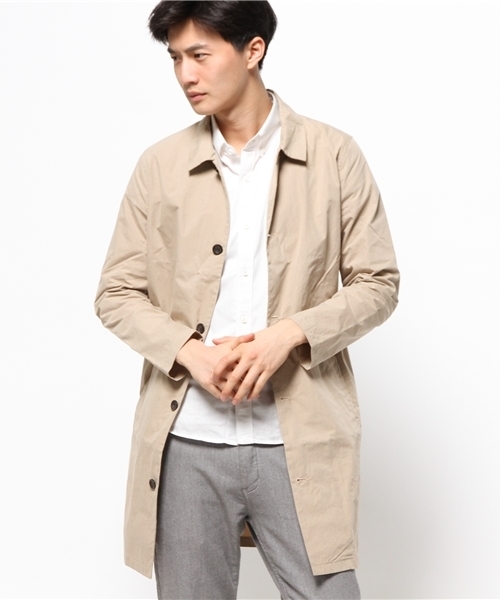 Lui's（ルイス）の「Lui's(ルイス) ポプリンシャツコート（ステンカラーコート・メンズ・ブラック/ベージュ・MEDIUM/SMALL）」の2枚目の写真