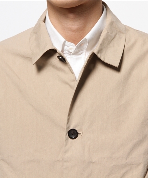 Lui's（ルイス）の「Lui's(ルイス) ポプリンシャツコート（ステンカラーコート・メンズ・ブラック/ベージュ・MEDIUM/SMALL）」の5枚目の写真