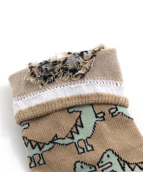 Ampersand（アンパサンド）の「ゆるきょうりゅう ソックス（ソックス/靴下・キッズ・ベージュ/パープル/ライム・12/15 /18/21）」の8枚目の写真