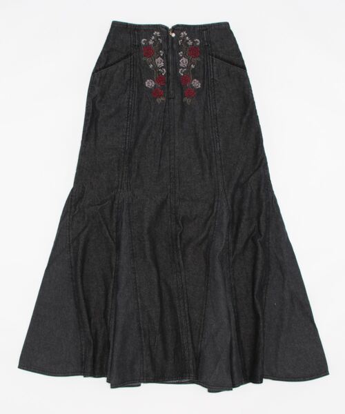 axes femme（アクシーズファム）の「刺繍入デニムマーメイドＳＫ（スカート・レディース・ブラック/インディゴブルー・FREE）」の4枚目の写真