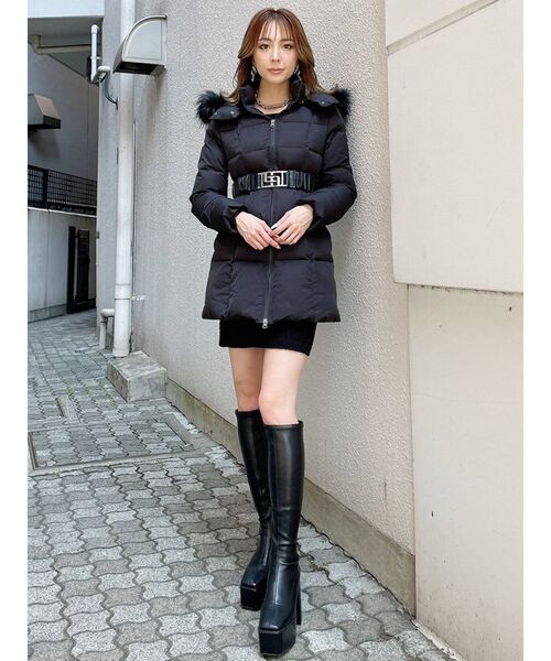 GYDA GGベルト付　LONG 中綿コート GYDA（ジェイダ）の「GGベルト付LONG中綿コート（その他アウター